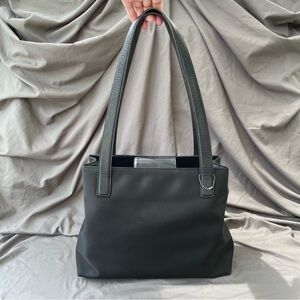 Vintage Coach Y2K 7402 Black Leather & Nylon Compartment Tote Shoulder Bag ~EUC